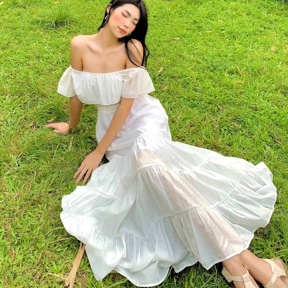 ALANTINO White Off the shoulder dress - Picture 2 of 4